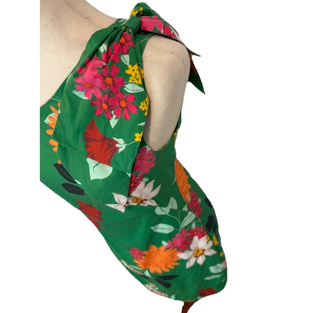 Cara Cara Edie One Shoulder Bow Mini Dress Punch Floral Green Sz Small - Picture 3 of 8